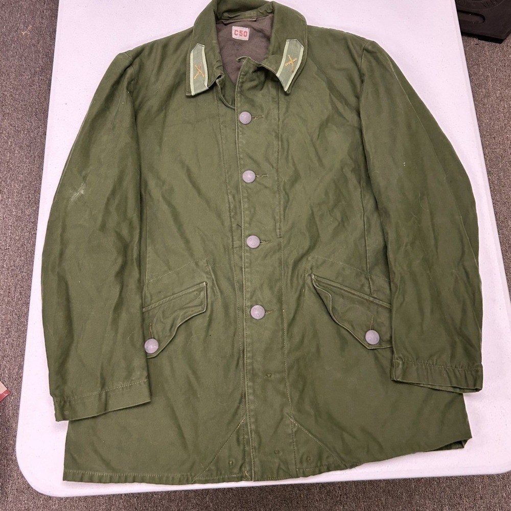 Swedish Military Field Jacket Mens C50 Green M59 Combat Coat Rear Pockets